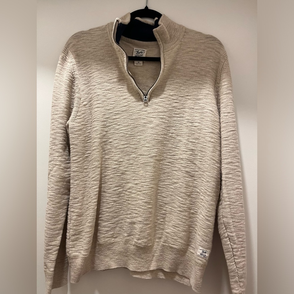Men’s Lucky Brand Tan Quarter Zip- Size Medium